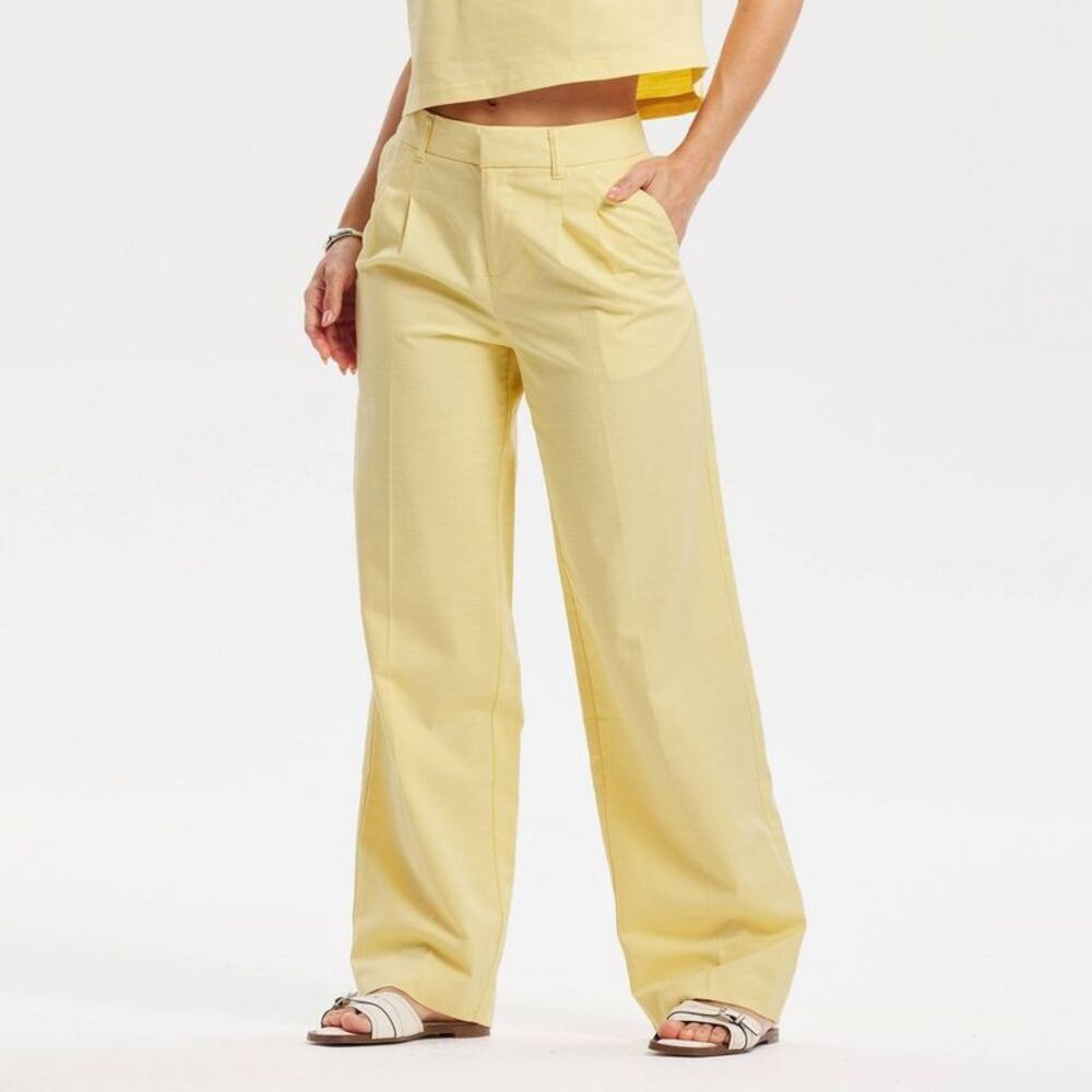 Women's High-Rise Full Wide Leg Trousers - A New Day Yellow L